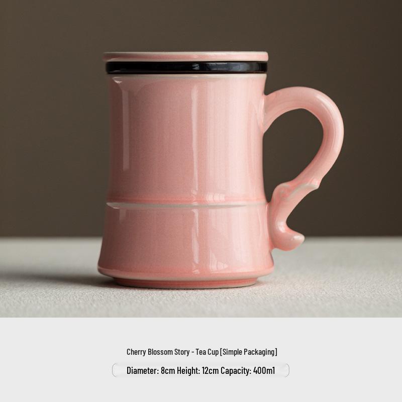 Elegant Pink Ladies Ceramic Mug - Tea & Water Separation, Perfect for Home, Office, or Personal Use