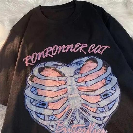 

Женская футболка с коротким рукавом и черепом Love Letter, женский свободный топ в стиле Харадзюку, женский топ 3XL чёрный