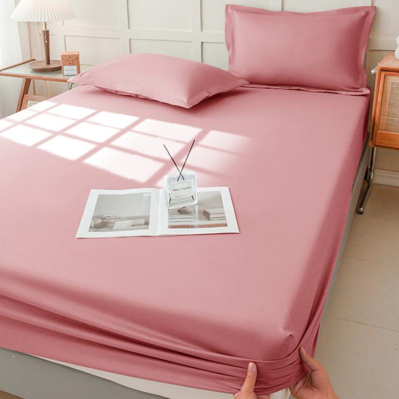 Full Package Non Slip Bedsheet Waterproof and Dustproof Mattress Protective Cover Suitable for Single Double Bed Minimalist Solid Color Bedclothes