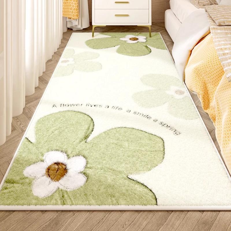 Flower Pattern Bedroom Decor Plush Thick Plush Carpets for Living Room Anti-slip Bedside Washable Floor Mat Home Fluffy Soft Rug