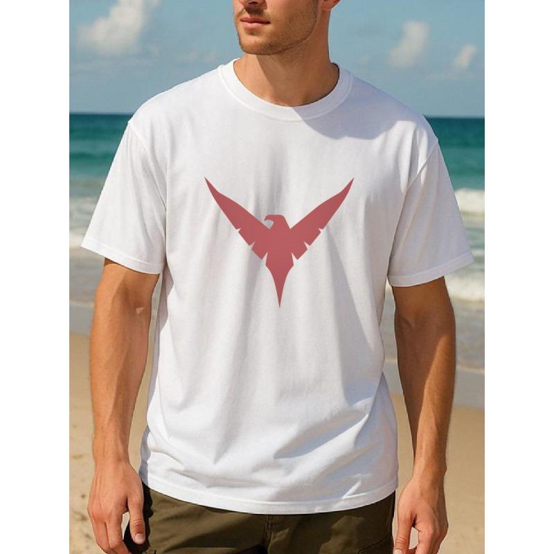 European Sizes Men'S Casual Short-Sleeved Crew Neck T-Shirt with Bird Logo Print | Suitable for Daily Wear, Home, Outdoor Sports, and Weekend Casual