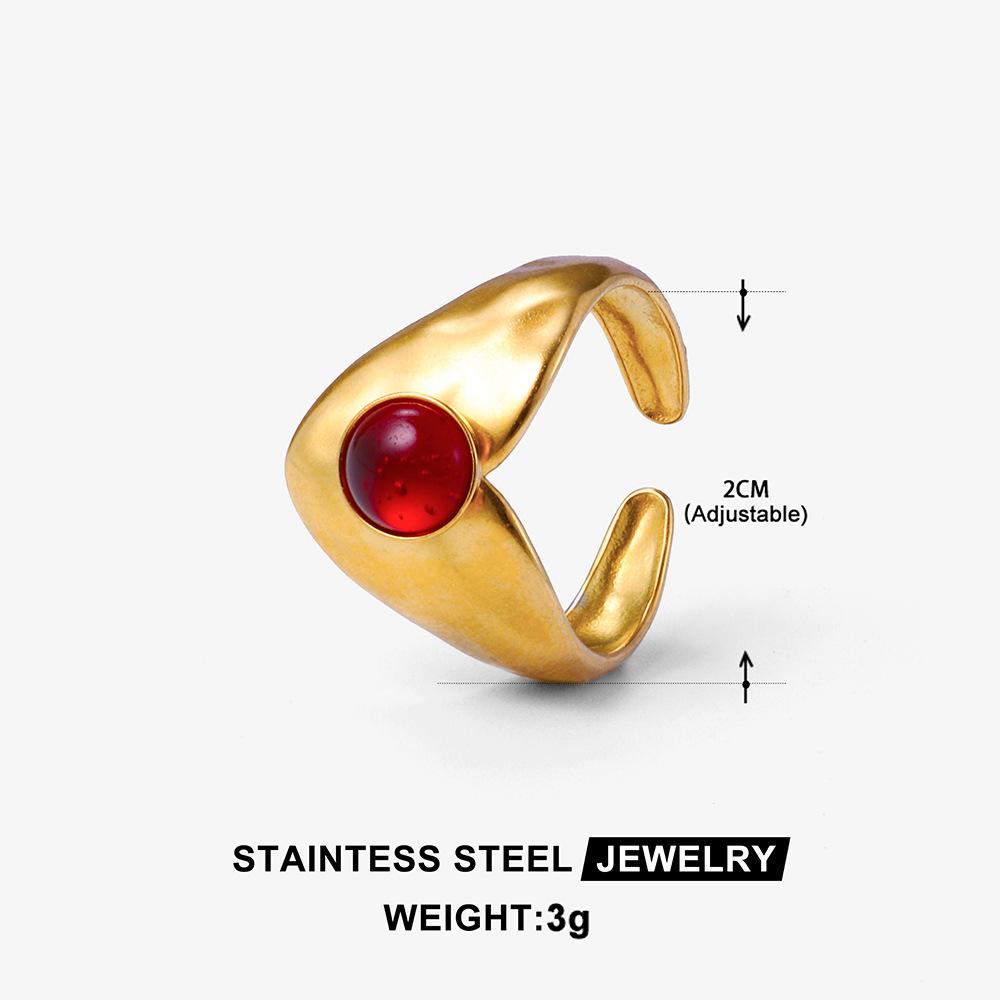Middle East Titanium Steel Ring Female Turquoise Geometric Non-Fading Stainless Steel Ring