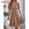 Euro Street Style Short Sleeve A Line Dress With Ruffle Hem For Casual Wear