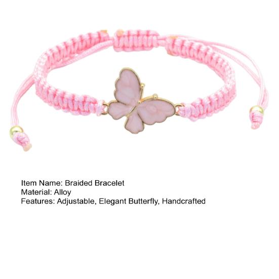 Butterfly Braided Bracelet Handcrafted String Rope Bracelet Adjustable Cheerleader Wristlet Party Favor