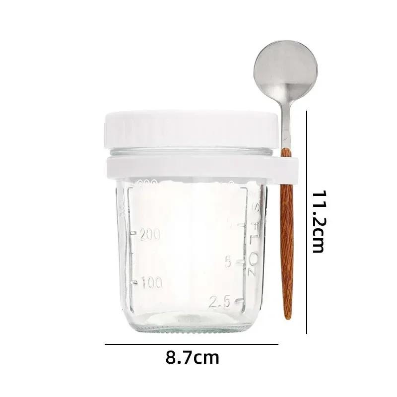 Portable Cereal Breakfast Cups Overnight Oat Glass Cup with Fork Milk Fruit Salad Kitchen Item Food Storage Jars Water Bottle