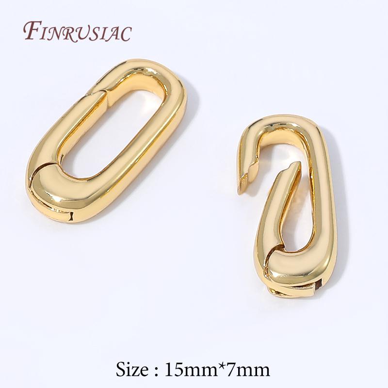15X7MM 18K Gold Plated Spring Clasp Connector,Oval Openable Carabiner Clasp For Necklace Bracelet DIY Jewelry Making Supplies