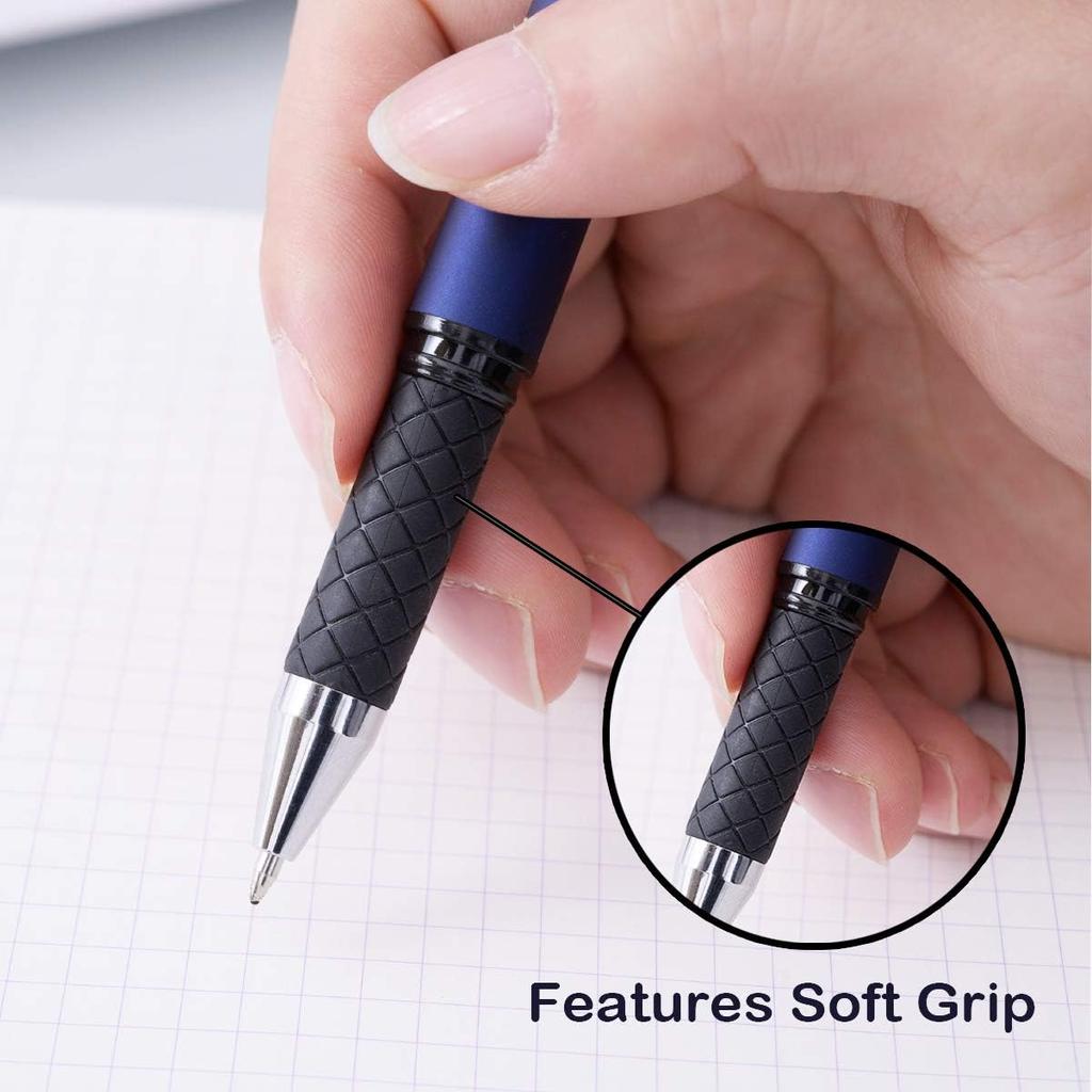 Black Gel Ink Rollerball Pens 0.7mm Gel Pens 2-in-1 Stylus Pens Medium Point Pen for Office, Black Ink (18 Pack-Blue)