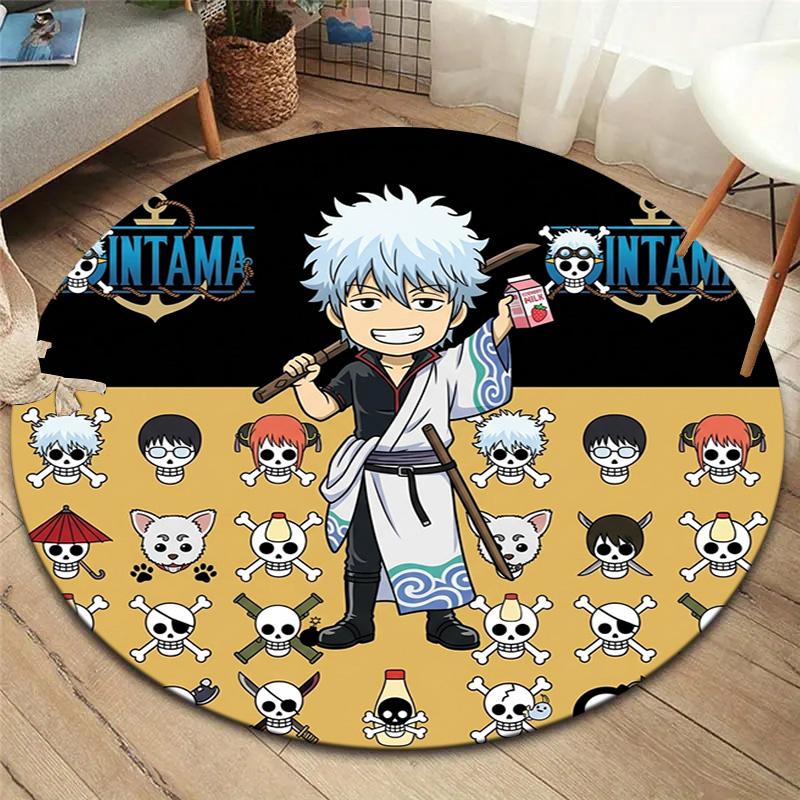 Gintama Round Area Rug Carpet Rug For Living Room Bedroom Sofa Playroom Decor Nonslip Floor Mat