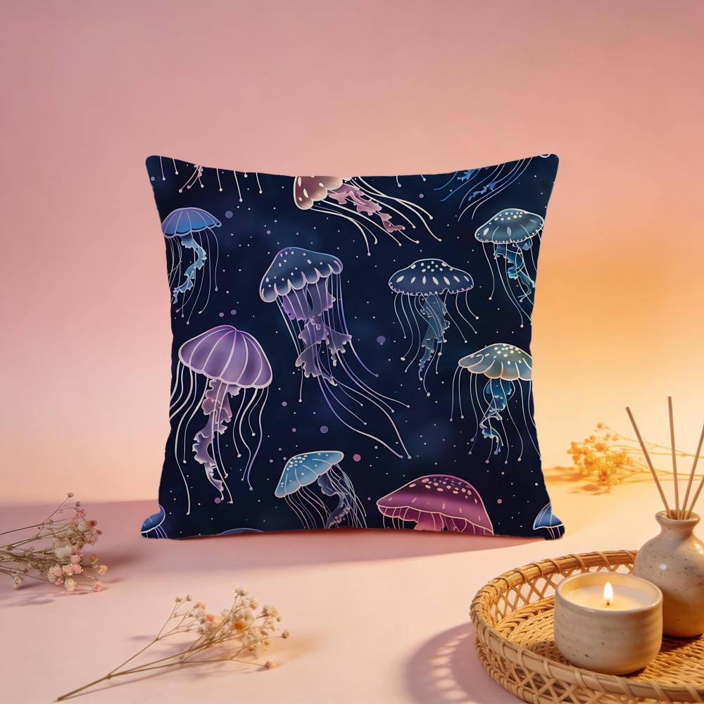 Dreamy Glowing Jellyfish Cushion Cover Comfortable Durable Pillow Cover MultiScene for Home Office Car Sofa