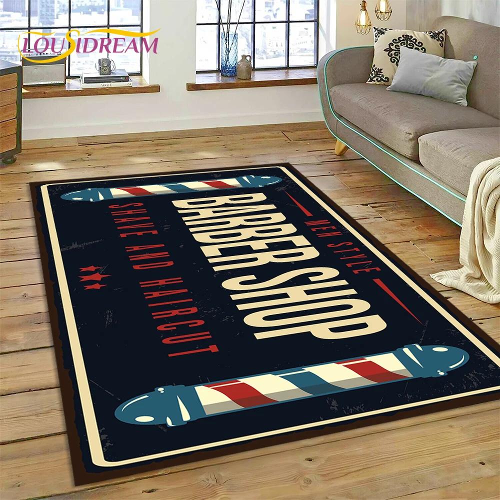 Módní logo holičství Lebka Vintage Koberec Kobereček pro Ložnici Obývací Pokoj Domácí Dekorace Pohovky, Dětská Hra Velká Dekorační Podložka na Podlahu