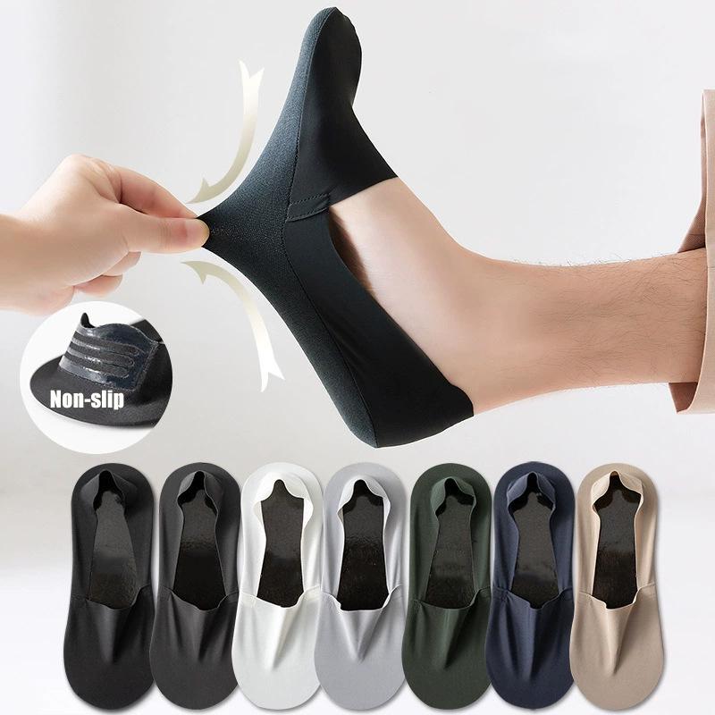 Men's Non-Slip No-Show Boat Socks - Thin, Seamless, Low-Cut, Pure Cotton, Ice Silk.