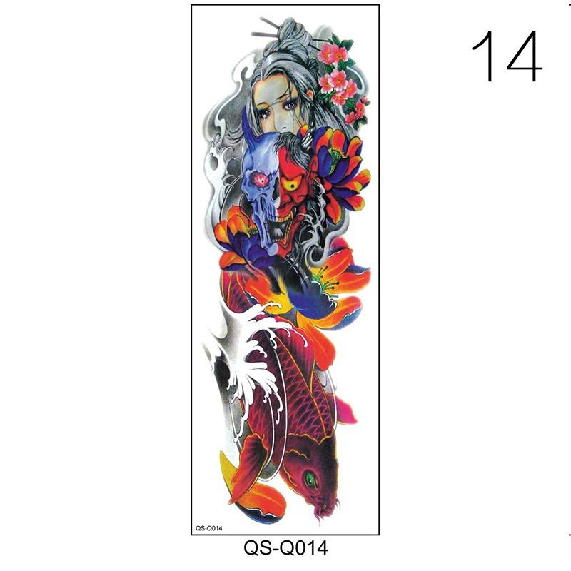 1 Piece Tattoo Sticker Full Flower Arm Fish Peacock Lotus Pattern Temporary Makeup Body Art