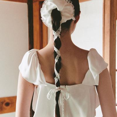 GANISONG Bridal Rapunzel Scrunchie_white