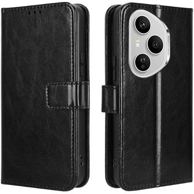 Honor 400 Pro 5G Flip Case, Crazy Horse Wallet, Black