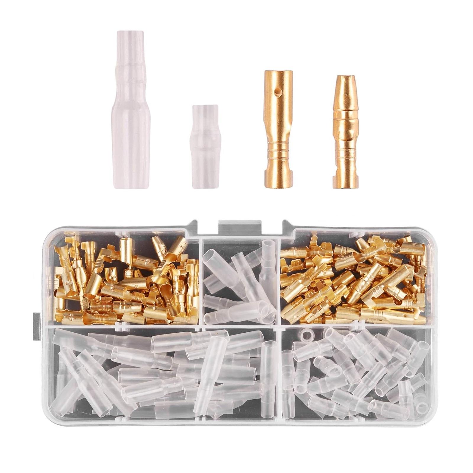 

120PCS 4 0mm Male Female Brass Wire Terminals Connector Set for Motorcycle Car Boats with Insulated Covers and Organizer Box China Mainland