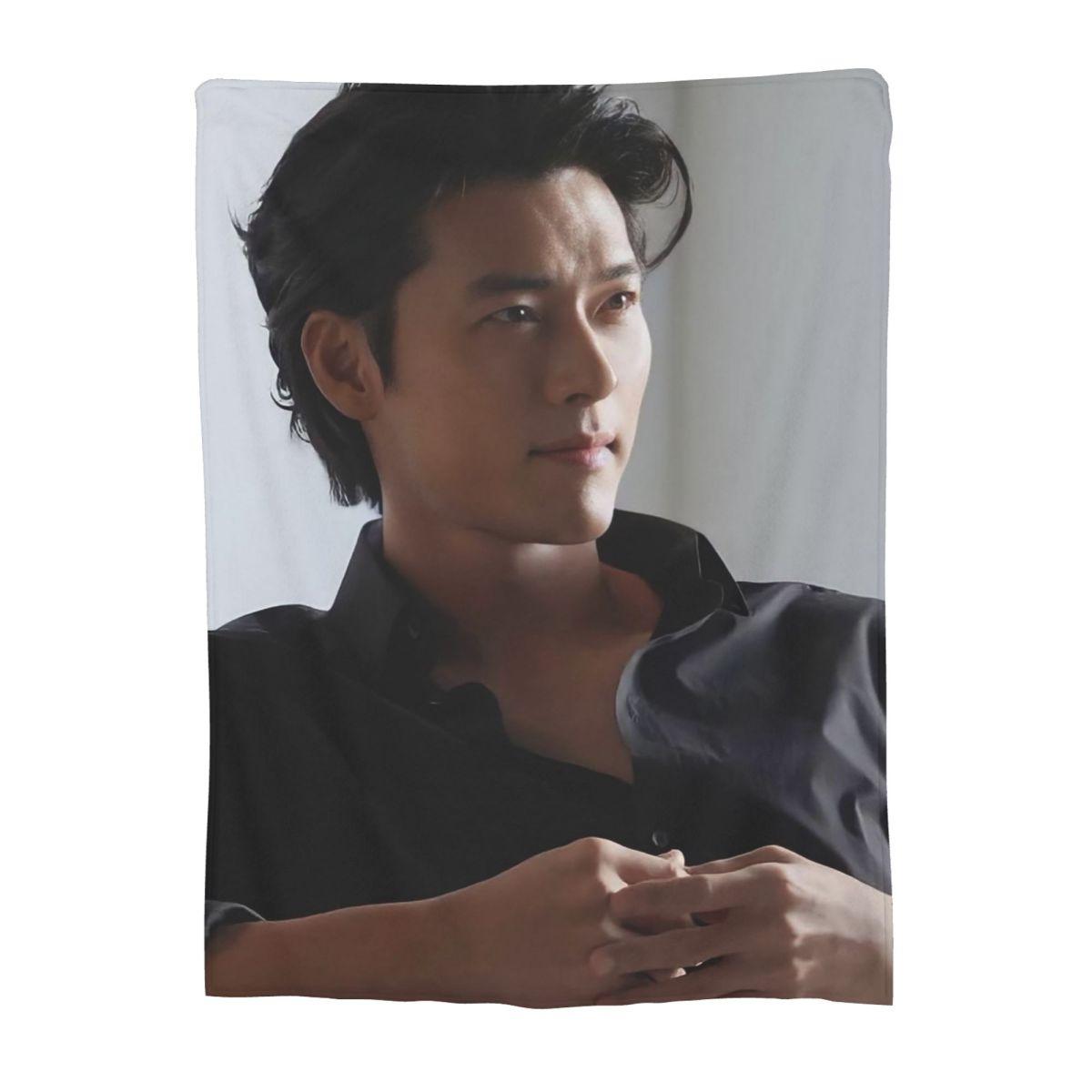 Hyun Bin Kpop Blanket Soft Warm Flannel Throw Blanket Bedding for Bed Living room Picnic Travel Home Sofa Size: 75*100cm, Weight: 230 GSM
