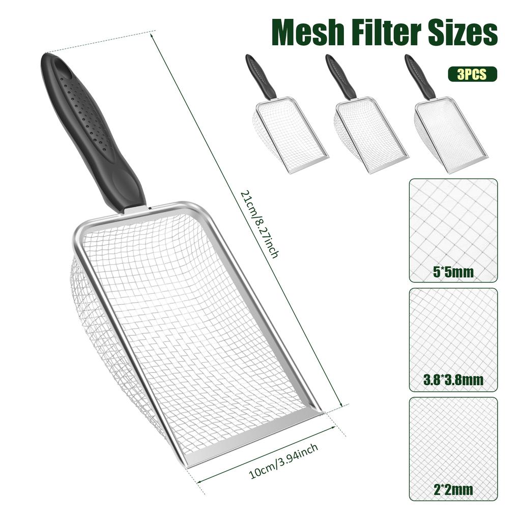 3/4Pcs Gardening Soil Sifters Stainless Steel Sand Soil Compost Sifter With Handle High Efficient Sieve Sifter Potting Scoop