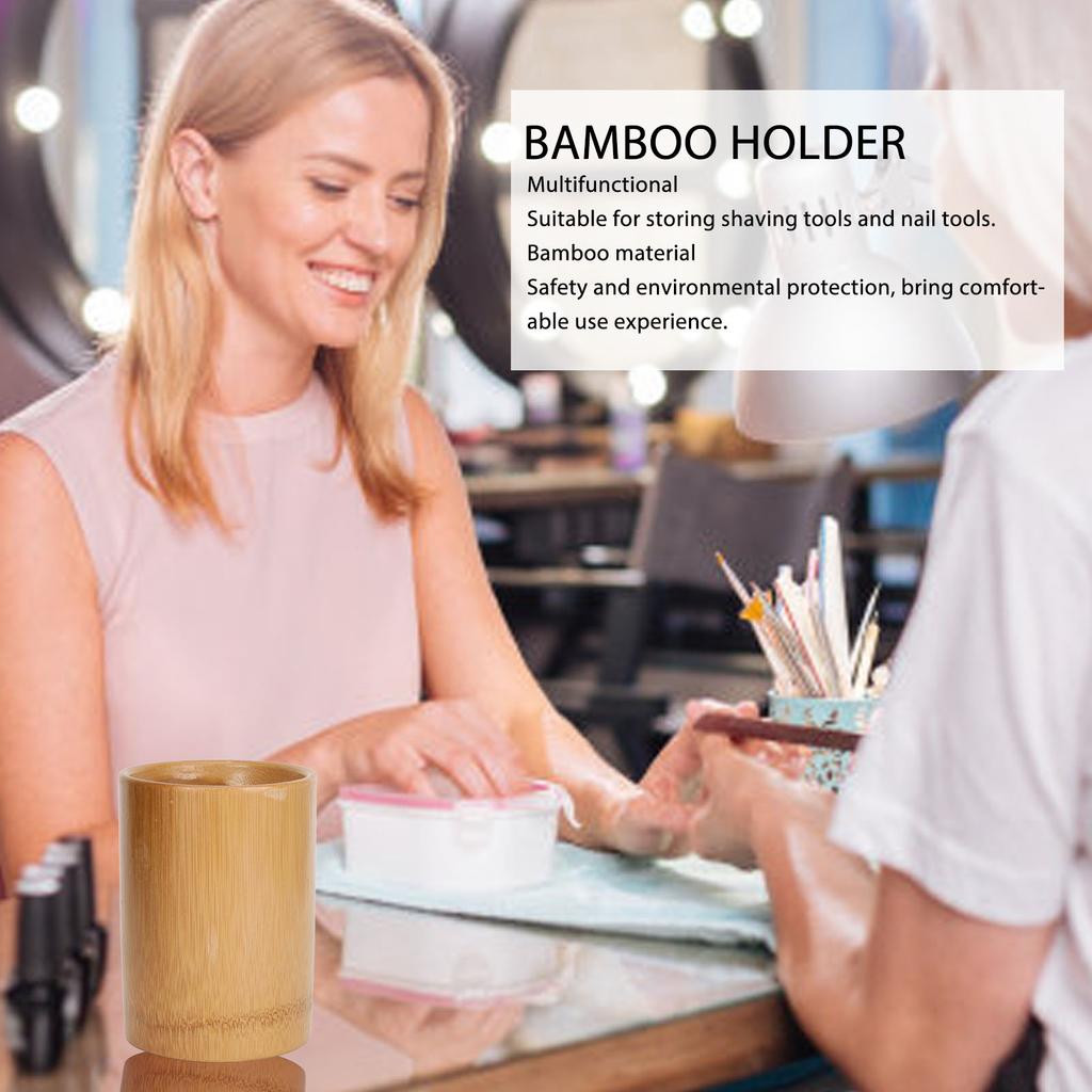 Bamboo Holder Waterproof Bamboo Storage Container Desktop Cylinder Bamboo Holder for Manicure Shaving Tools