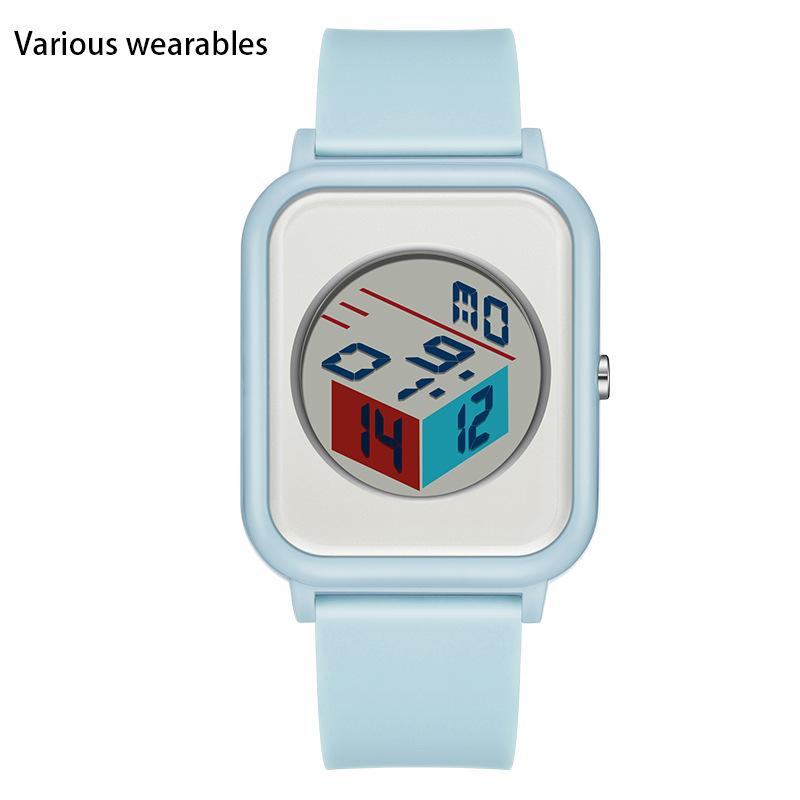 Kreativní trojrozměrné hodinky s ciferníkem pro studenty a studenty Elektronické hodinky Venkovní vodotěsné multifunkční elektronické hodinky s budíkem