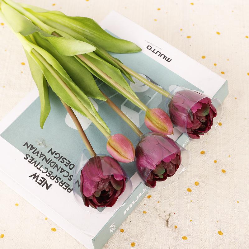 Tulip Bouquet Silicone Tulip Flower Simulation Flower Moisturizing Feel 5 Tulips
