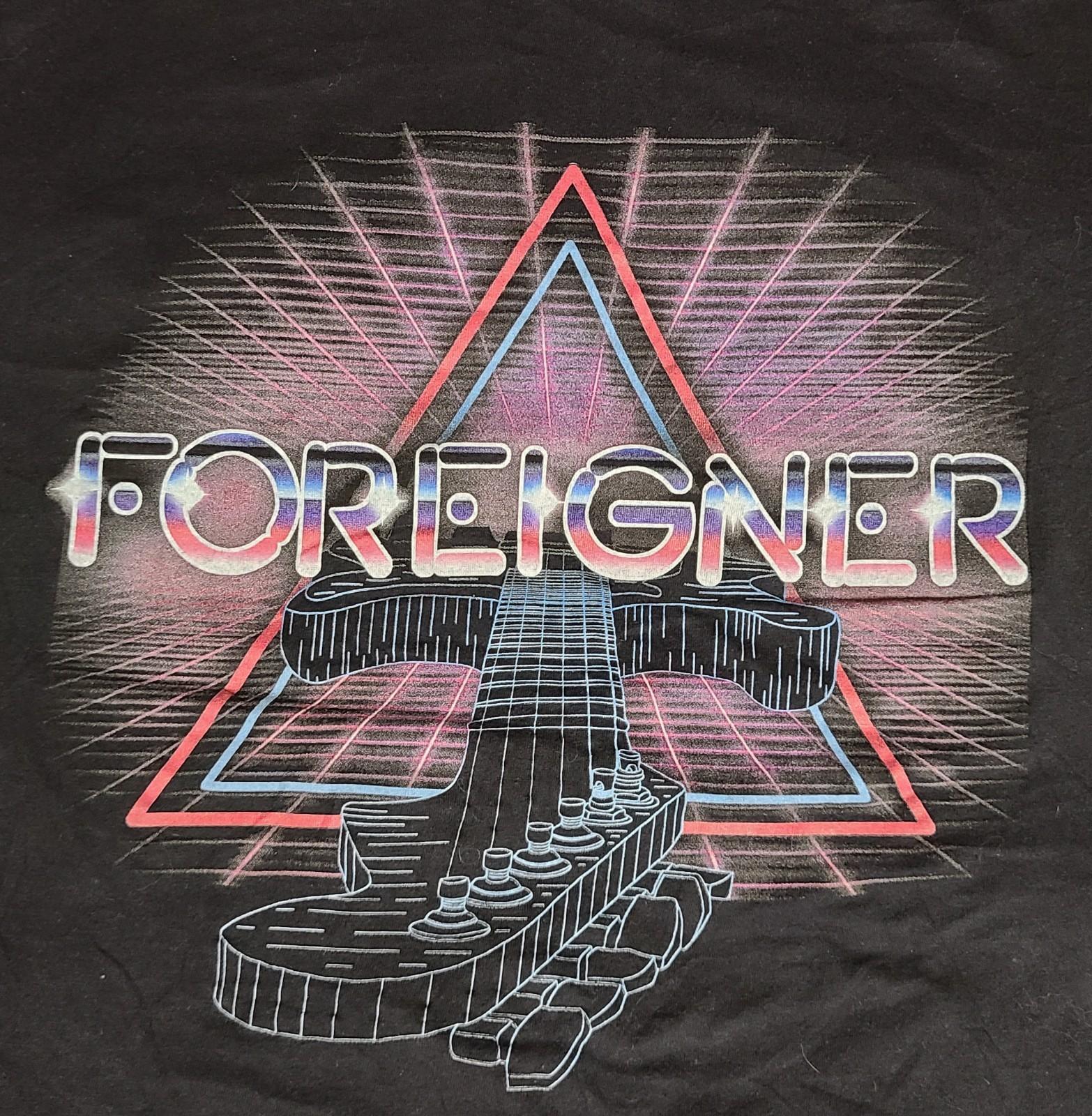 Foreigner Neon Guitar Graphic Tshirt Slim Fit Medium 70s 80s Rock Music Unisex T-Shirt XXXL