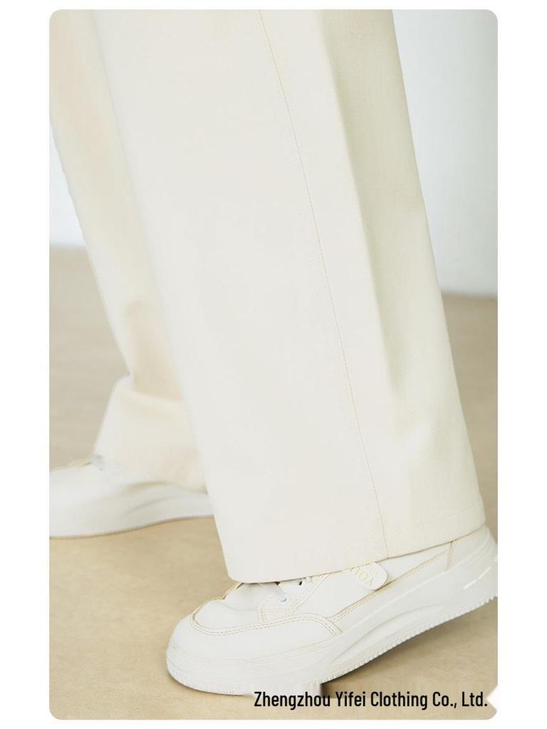 Yi Fei Women's Autumn 2025 Cream White Curved & Straight Leg Wide Denim Pants