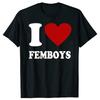 Magliette Stampate Divertenti I Love Femboys Grafiche da Donna Manica Sportswear Top Grafici Harajuku Manica Casual Estetica Abbigliamento