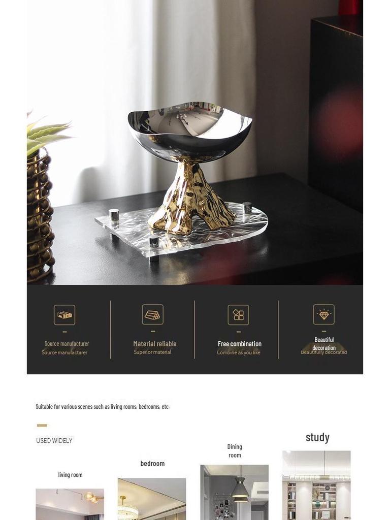 Elegant Stainless Steel Fruit Bowl - Creative Home Dining and Coffee Table Decoration Tray