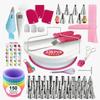 200 Pcs Cake Decorating Supplies Set, Icing Tips & Piping Bags, Disposable Cupcake Liners, Baking Turntable Kit