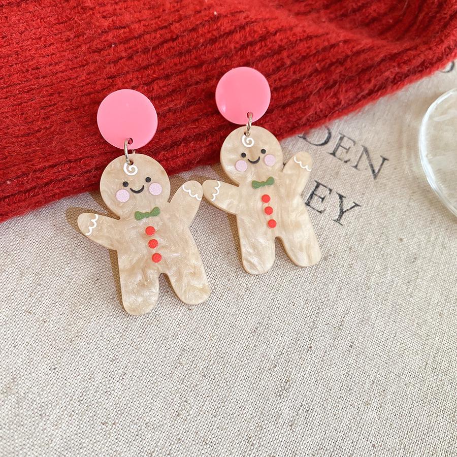 Silver Needle Acrylic Snowman & Star Christmas Earrings for Women - Elegant Festive Jewelry