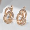 Shiny Natural Zircon Symmetry Flower English Earrings For Women Trendy  Rose Gold Color Vintage Daily Fine Jewelry