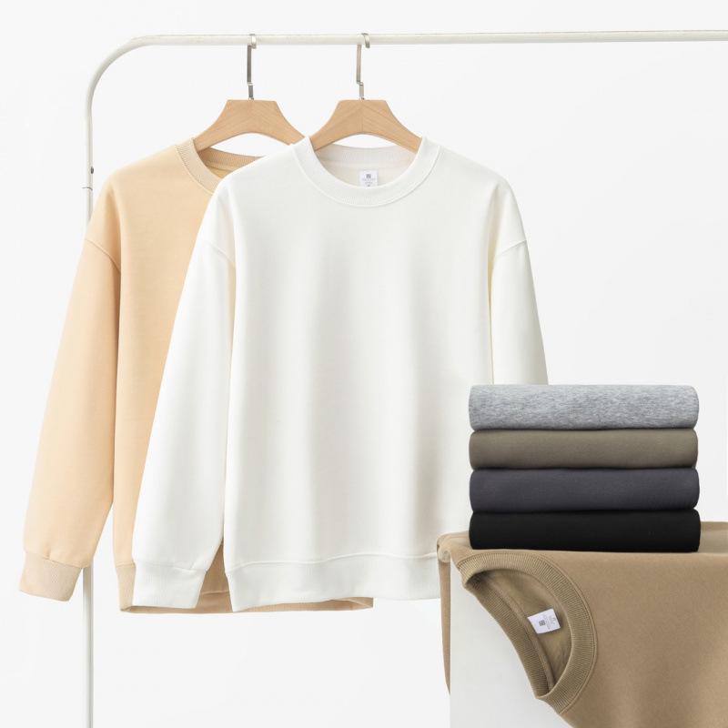 2025 Autumn/Winter Plus Velvet Heavyweight Cotton Slim Fit Round Neck Hoodie for Couples