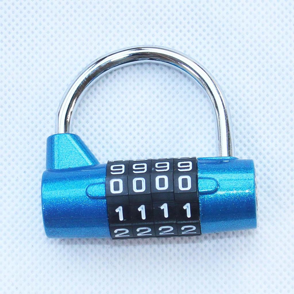 U-Shaped Zinc Alloy 4-Digit Combination Padlock for Luggage, Gym, Office