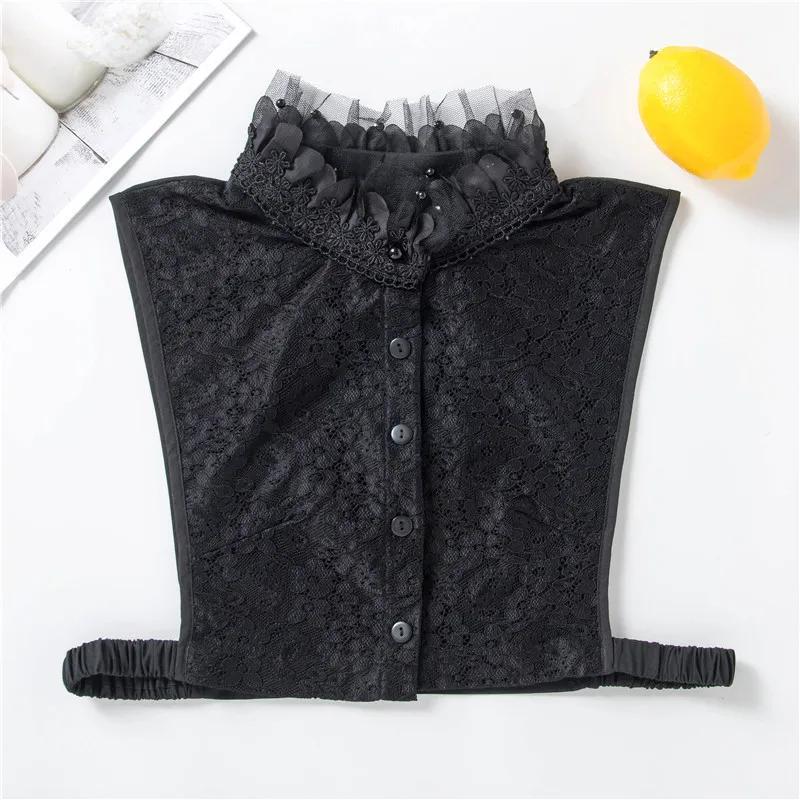 

Women Chiffon Shirt Fake Collar Ladies Stand Ruffle Sweater Blouse False Collar Female Cotton Removable Detachable Collars