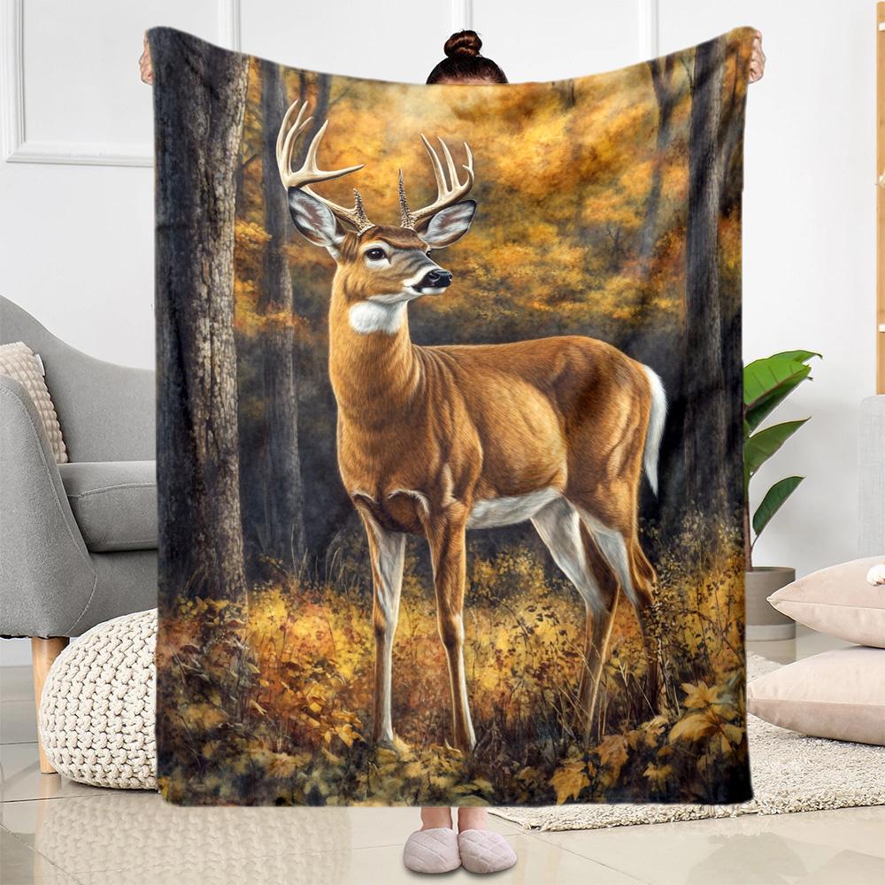 Deer In Forest Scene Blankets are suitable for living rooms, bedrooms, camping, and other places, making them an ideal choice for gifts.