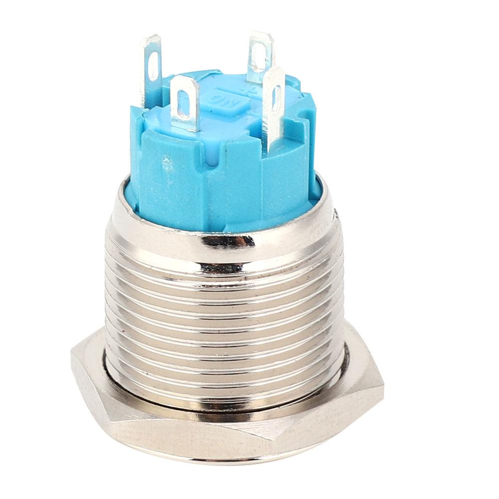 2pcs 12 24VDC Push Button Switch 16mm Self Locking Metal Button Switch with Light(Yellow )