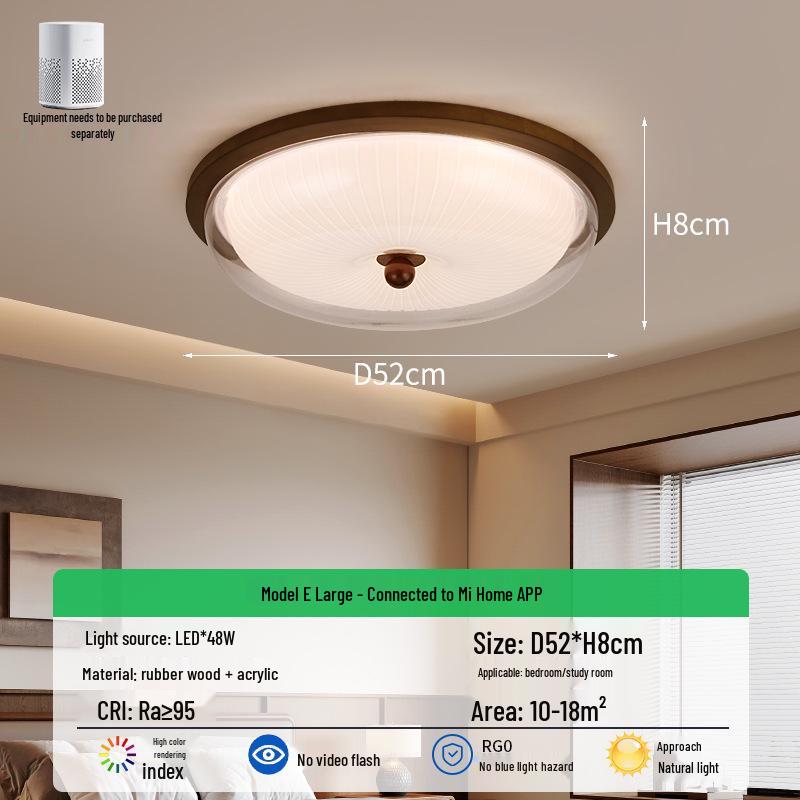 French Mid-Century Ceiling Light with American Retro and Song Dynasty Style - Eye-Friendly Lighting for Bedroom, Dining Room, or Study.