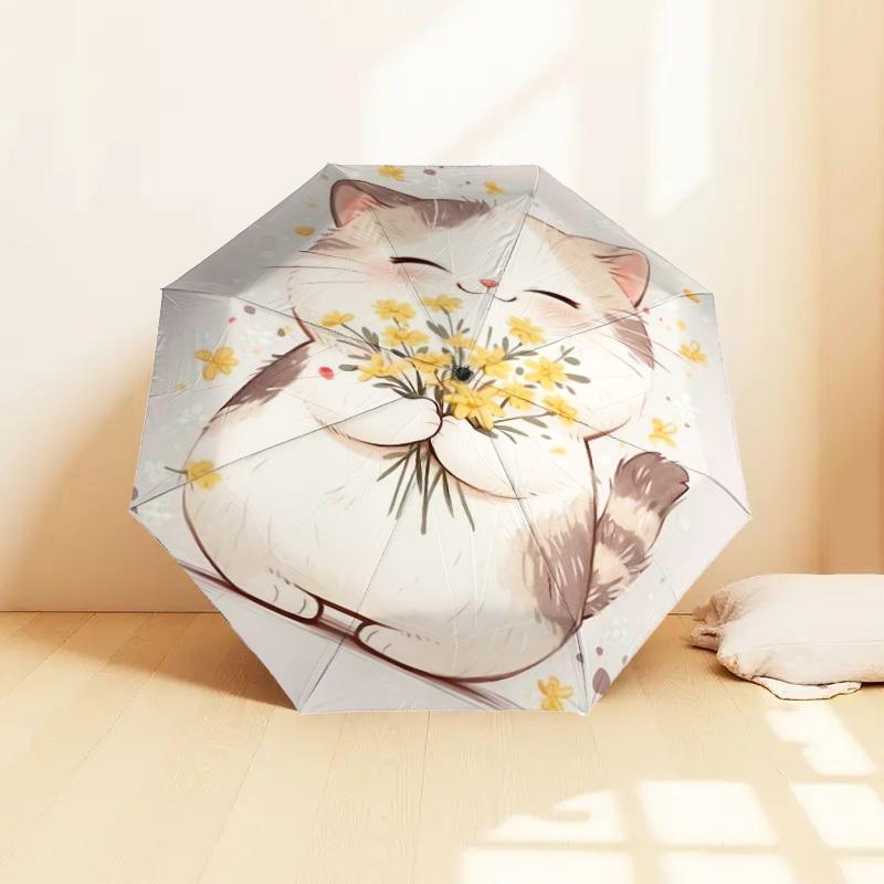 1 st Kattblommor Mönster Paraply Automatiskt Öppnings- och Stängningsparaply, Paraply av Hög Kvalitet, Idealisk Gåva till Henne 182