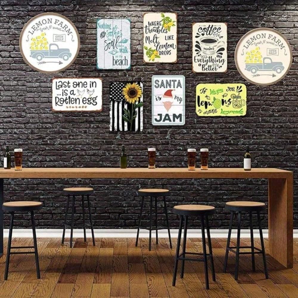 Vintage Metal Wall Sign Winter Wreath Holiday Home Decor Christmas Halloween Tin Art Living Room Bedroom