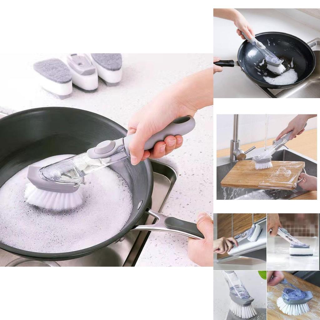 Versatile Automatic Liquid Release Long Handle Kitchen Brush With Non-stick Design Ideal For Pots And Pans