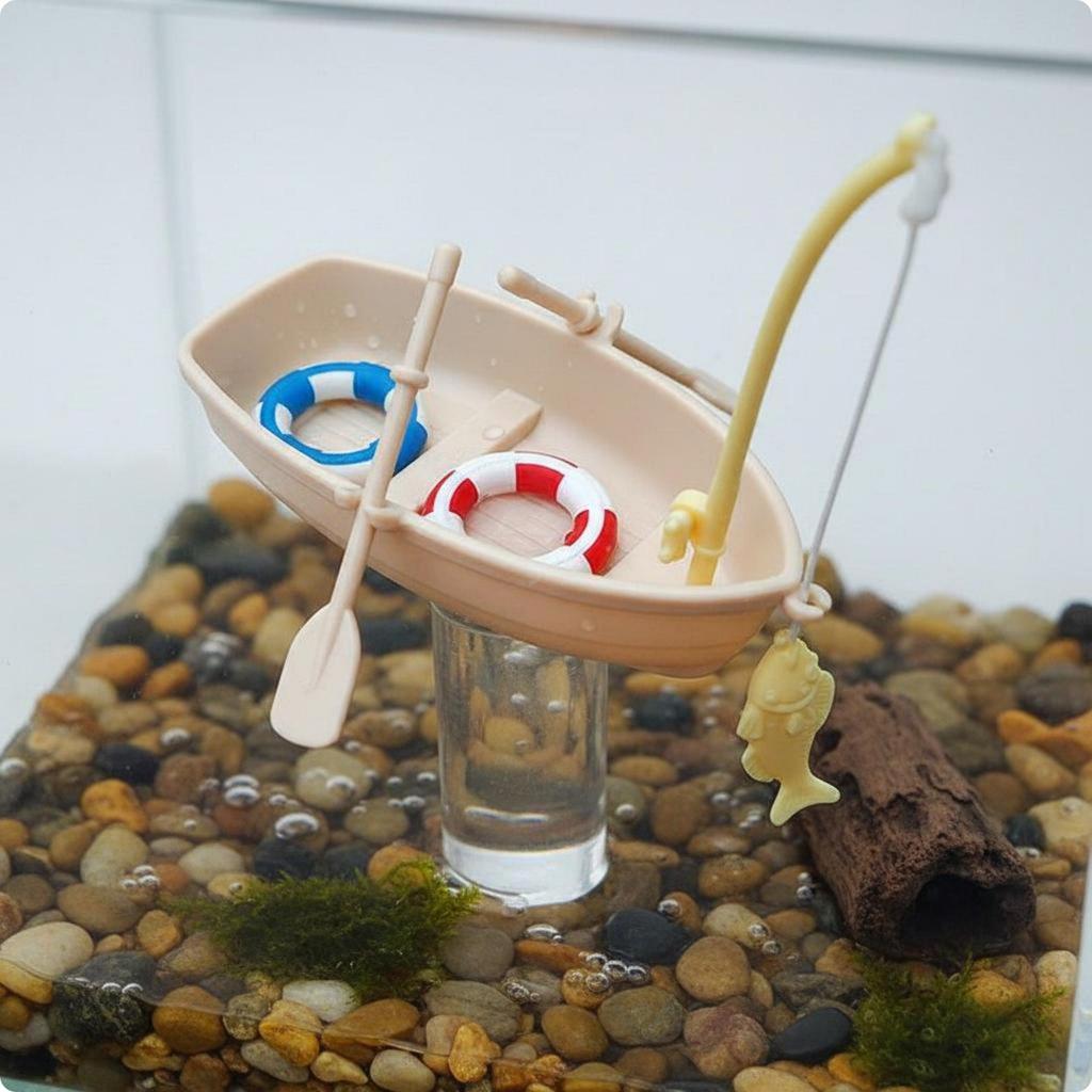 Miniature Floating Boat Mini Fishing Model for Desktop, DIY Enthusiasts