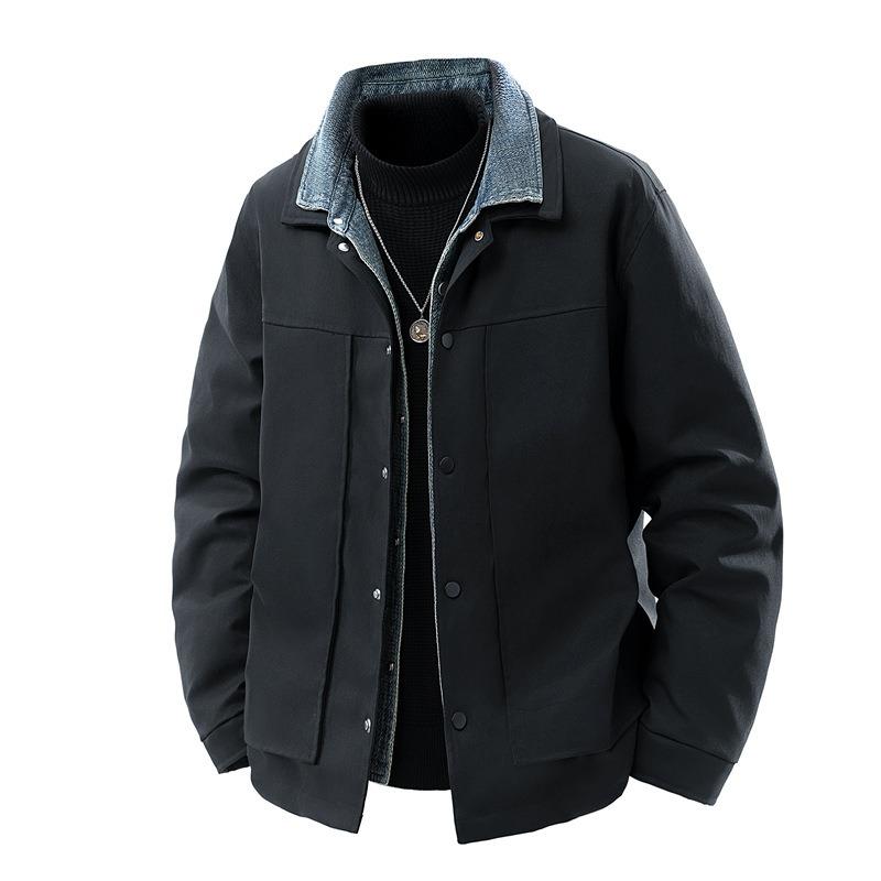 % White Duck Down Fake Two-piece Down Jacket Men's Winter New Loose Lapel Casual Jacket Men's