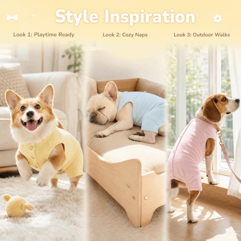 Wrapped Design Pet Onesie Full-Body Design Dog Clothes Spring Dog Belly Jumpsuit Yorkshire Puppy
