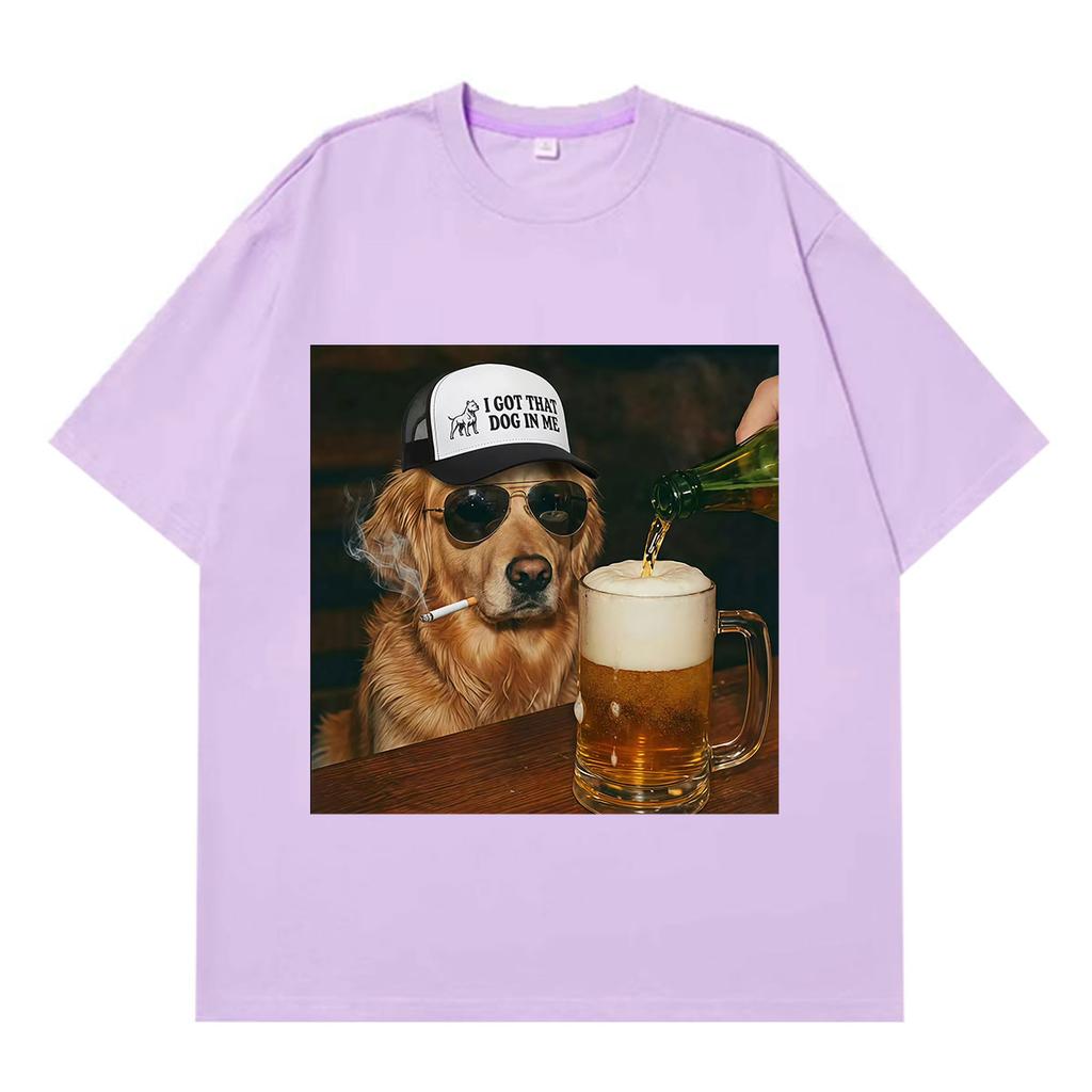 T-shirt Grafica Divertente Cane Meme Birra Unisex Unisex Moda Vintage T-shirt Estiva Manica Corta Larga Casual Cotone T-shirt