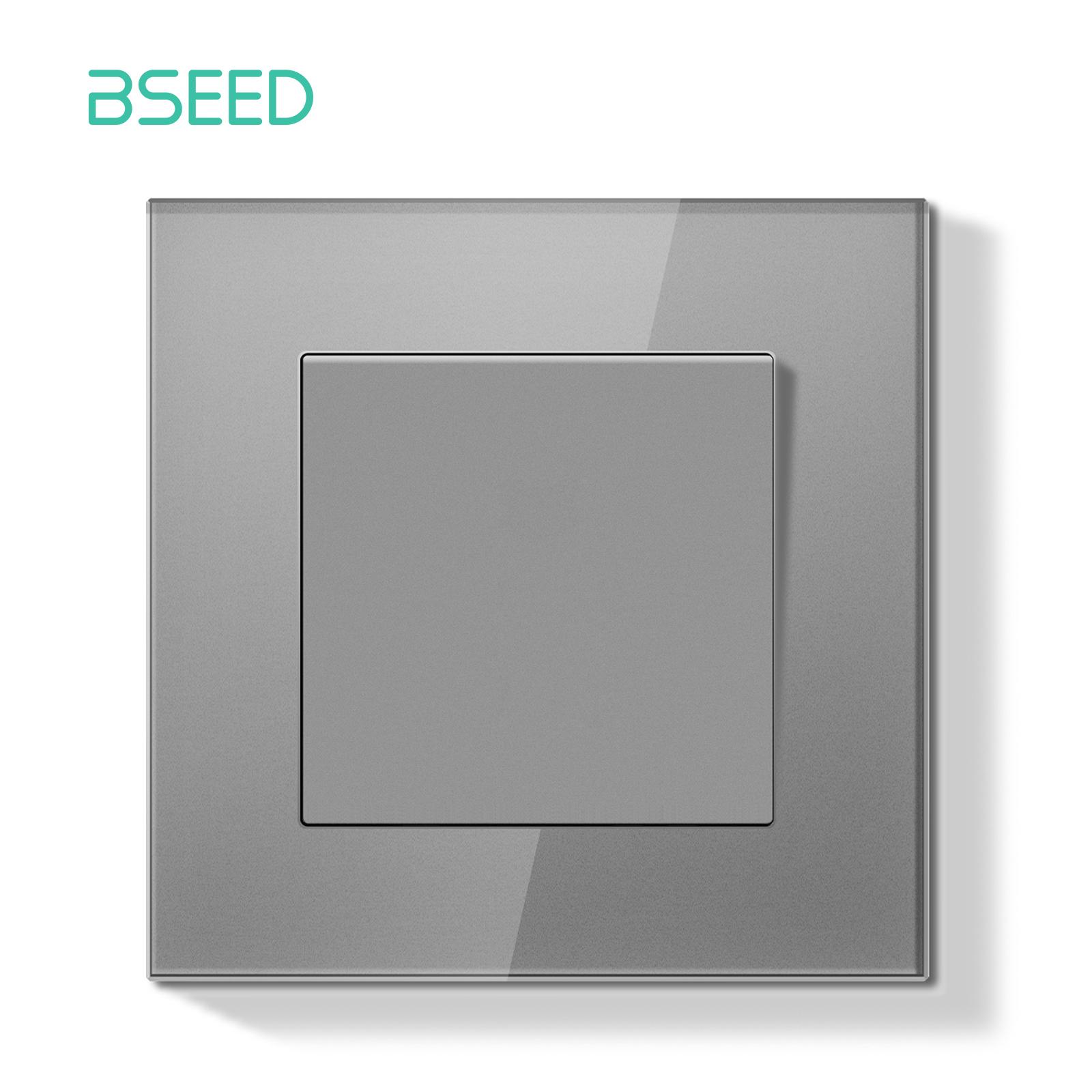 

BSEED 1/2Gang Mechanical Button Switch Double Wall Light Switches 1Way Crystal Glass Panel EU Standard 1Way