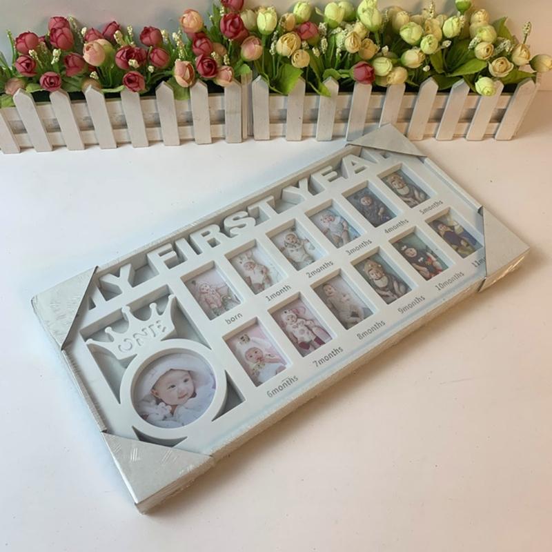 First Year Milestone Photo Frame Souvenirs My First Year Baby Keepsake Frame for Photo Memories 0-12 Months Pictures