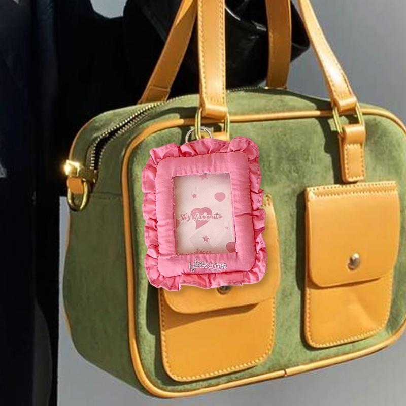 1PC Card Holder Sweet Pillow Shaped Korean Girl Photo Card Case Cute Photocard Holder Keychain Holder Photocard Ins Style 6 Colors
