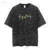 Retro Trader Heartbeat Pulse Crypto Forex Stock Market Trading T Shirt vintage Washed streetwear graphic Breathable fashion