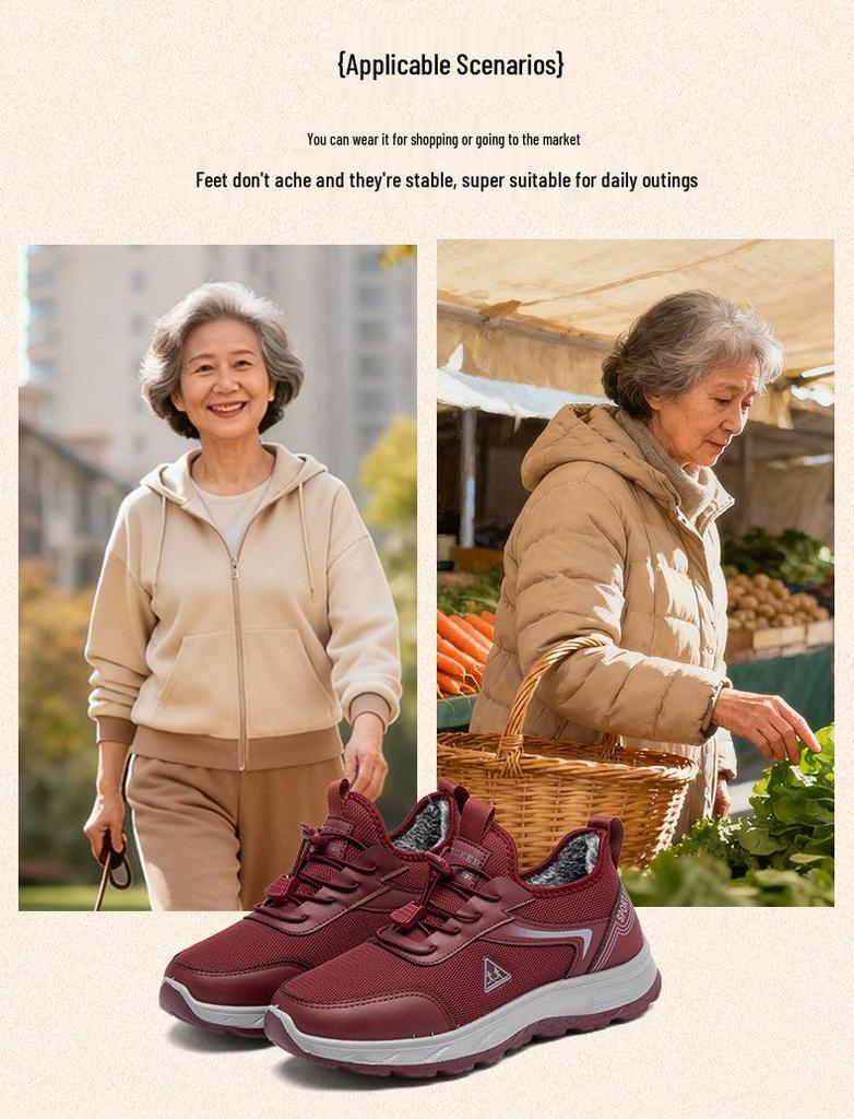 Women's Winter 2025 Lightweight Walking Shoes - Soft Sole, Breathable, Casual Sneakers for Middle-Aged and Elderly.