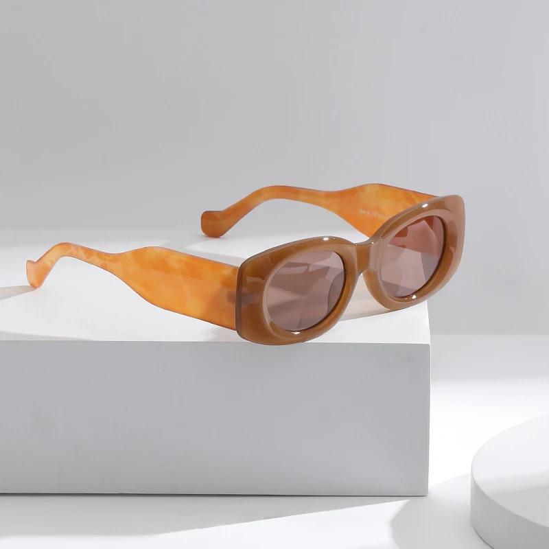  New Ins Popular Fashion Oval Women Jelly Color Sunglasses Retro Gradient Shades UV400 Men Wide Legs Sun Glasses